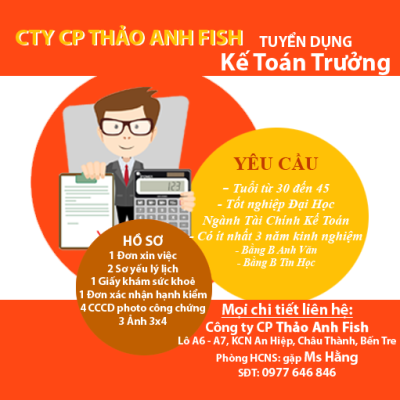Tuyển Kế Toán Trưởng